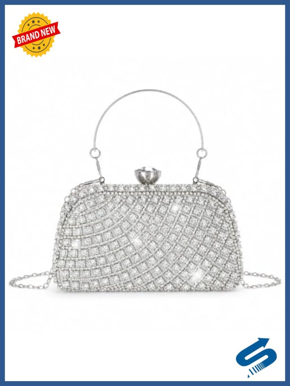 Rhinestone Clutch Evening Bag Sparkly Diamond Purse with Chain Strap